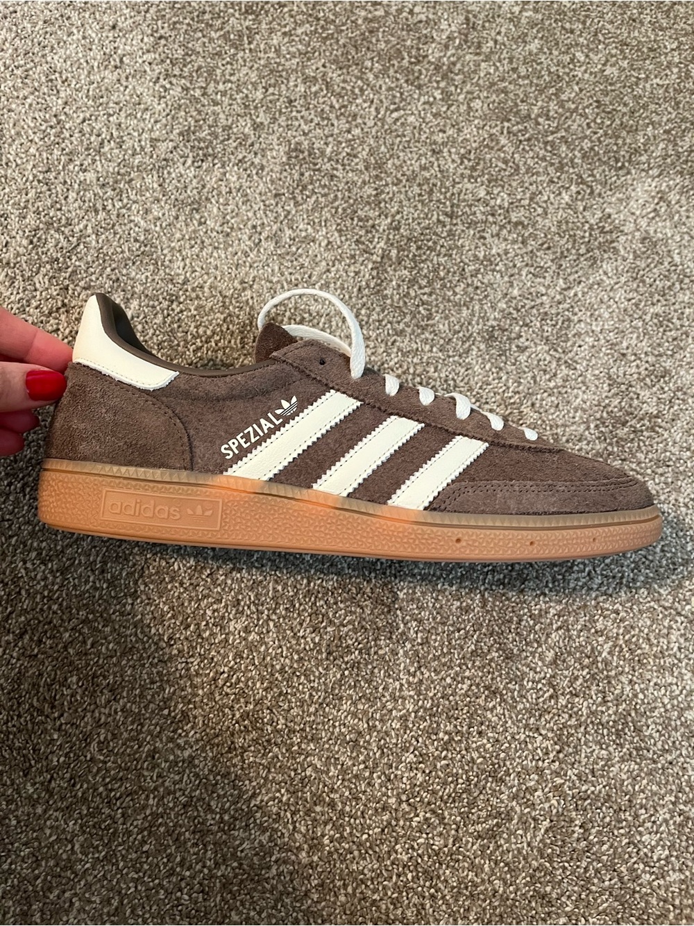 Adidas Handball Spezial Original Suede Sneakers - Gum Sole Brown & White - Picture 15 of 16